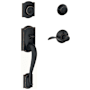 Schlage Camelot Right Hand Double Cylinder Handleset with Accent Interior Lever from the F-Series Aged Bronze