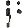 Schlage Camelot Double Cylinder Handleset with Georgian Interior Knob from the F-Series Aged Bronze
