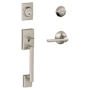 Schlage Century Double Cylinder Handleset with Latitude Interior Lever from the F-Series Satin Nickel
