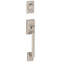 Schlage Century Double Cylinder Handleset with Orbit Interior Knob from the F-Series Satin Nickel