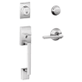 Schlage Century Double Cylinder Handleset with Latitude Interior Lever from the F-Series Polished Chrome