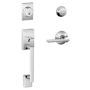 Schlage Century Double Cylinder Handleset with Latitude Interior Lever from the F-Series Bright Chrome