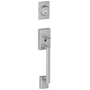 Schlage Century Double Cylinder Handleset with Orbit Interior Knob from the F-Series Satin Chrome