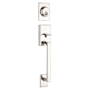 Schlage Century Double Cylinder Handleset with Plymouth Interior Knob from the F-Series Satin Chrome