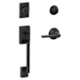 Schlage Century Double Cylinder Handleset with Latitude Interior Lever from the F-Series Aged Bronze