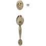 Schlage Right Handed Plymouth Double Cylinder Handleset with Flair Interior Lever from the F-Series Antique Brass