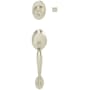 Schlage Right Handed Plymouth Double Cylinder Handleset with Flair Interior Lever from the F-Series Satin Nickel