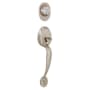 Schlage Plymouth Double Cylinder Handleset with Georgian Interior Knob from the F-Series Satin Nickel
