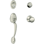 Schlage Plymouth Double Cylinder Handleset with Plymouth Interior Knob from the F-Series Satin Nickel