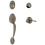 Schlage Plymouth Double Cylinder Sectional Handleset with Left Handed Accent Lever Antique Nickel
