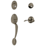 Schlage Plymouth Right Hand Double Cylinder Handleset with Accent Interior Lever from the F-Series Antique Pewter