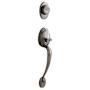 Schlage Right Handed Plymouth Double Cylinder Handleset with Flair Interior Lever from the F-Series Antique Pewter