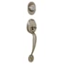 Schlage Plymouth Double Cylinder Handleset with Georgian Interior Knob from the F-Series Antique Pewter