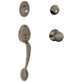Schlage Plymouth Double Cylinder Handleset with Plymouth Interior Knob from the F-Series Antique Pewter