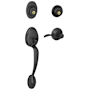Schlage Plymouth Right Hand Double Cylinder Handleset with Accent Interior Lever from the F-Series Matte Black