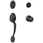 Schlage Plymouth Double Cylinder Handleset with Plymouth Interior Knob from the F-Series Matte Black