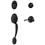 Schlage Plymouth Right Hand Double Cylinder Handleset with Accent Interior Lever from the F-Series Aged Bronze