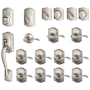 Schlage Camelot Complete House Door Hardware Package with Accent Interior Levers Keypad Keyless Entry Left Handed Exterior Front Door Handleset Satin Nickel