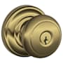 Schlage Andover Storeroom Door Knob Set with Decorative Andover Rose from the F-Series Antique Brass