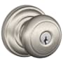 Schlage Andover Storeroom Door Knob Set with Decorative Andover Rose from the F-Series Satin Nickel