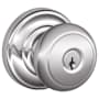 Schlage Andover Storeroom Door Knob Set with Decorative Andover Rose from the F-Series Bright Chrome
