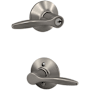 Schlage Delfayo Left Handed Single Cylinder Keyed Entry Door Lever Set with Plymouth Trim Satin Nickel