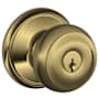 Schlage Georgian Storeroom Door Knob Set Antique Brass