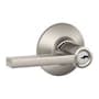 Schlage Latitude Single Cylinder Keyed Entry Storeroom Door Lever Set with Decorative Plymouth Rose Satin Nickel