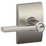 Schlage Latitude Single Cylinder Keyed Entry Storeroom Door Lever Set with Decorative Century Trim Satin Nickel