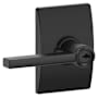 Schlage Latitude Single Cylinder Keyed Entry Storeroom Door Lever Set with Decorative Century Trim Matte Black