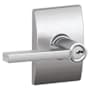 Schlage Latitude Single Cylinder Keyed Entry Storeroom Door Lever Set with Decorative Century Trim Satin Chrome