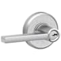 Schlage Latitude Single Cylinder Keyed Entry Storeroom Door Lever Set with Decorative Greyson Trim Satin Chrome