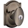 Schlage Siena Single Cylinder Keyed Entry Storeroom Door Knob Set with Decorative Camelot Trim Antique Pewter