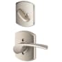 Schlage Merano Left Handed One-Sided Dummy Interior Pack with Greenwich Trim - Exterior Handleset Sold Separately Satin Nickel