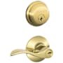 Schlage Accent Single Cylinder Keyed Entry Door Lever Set and Deadbolt Combo Lifetime Polished Brass