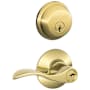 Schlage Accent Single Cylinder Keyed Entry Door Lever Set and Deadbolt Combo Polished Brass