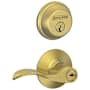 Schlage Accent Single Cylinder Keyed Entry Door Lever Set and Deadbolt Combo Satin Brass