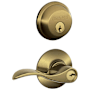 Schlage Accent Single Cylinder Keyed Entry Door Lever Set and Deadbolt Combo Antique Brass