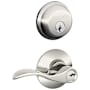 Schlage Accent Single Cylinder Keyed Entry Door Lever Set and Deadbolt Combo Polished Nickel