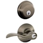 Schlage Accent Single Cylinder Keyed Entry Door Lever Set and Deadbolt Combo Antique Pewter