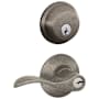 Schlage Accent Single Cylinder Keyed Entry Door Lever Set and Deadbolt Combo Distressed Nickel