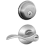 Schlage Accent Single Cylinder Keyed Entry Door Lever Set and Deadbolt Combo Satin Chrome