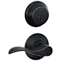Schlage Accent Single Cylinder Keyed Entry Door Lever Set and Deadbolt Combo Aged Bronze