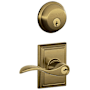 Schlage Accent Single Cylinder Keyed Entry Door Lever Set and Deadbolt Combo with Addison Rose Antique Brass