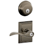 Schlage Accent Single Cylinder Keyed Entry Door Lever Set and Deadbolt Combo with Addison Rose Antique Pewter