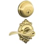 Schlage Accent Single Cylinder Keyed Entry Door Lever Set and Deadbolt Combo with Brookshire Rose Polished Brass