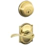 Schlage Accent Single Cylinder Keyed Entry Door Lever Set and Deadbolt Combo with Camelot Rose Polished Brass