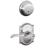 Schlage Accent Single Cylinder Keyed Entry Door Lever Set and Deadbolt Combo with Camelot Rose Bright Chrome