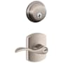 Schlage Accent Single Cylinder Keyed Entry Door Lever Set and Deadbolt Combo with Greenwich Rose Satin Nickel