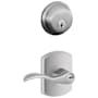 Schlage Accent Single Cylinder Keyed Entry Door Lever Set and Deadbolt Combo with Greenwich Rose Satin Chrome